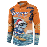 Cape Verde Christmas Button Sweatshirt Shark Surfing Holiday Beach Style - Wonder Print Shop