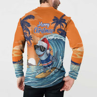 Cape Verde Christmas Button Sweatshirt Shark Surfing Holiday Beach Style - Wonder Print Shop