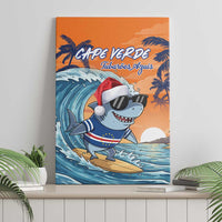 Cape Verde Christmas Canvas Wall Art Shark Surfing Holiday Beach Style - Wonder Print Shop