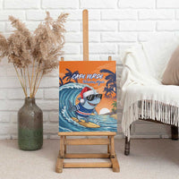 Cape Verde Christmas Canvas Wall Art Shark Surfing Holiday Beach Style - Wonder Print Shop