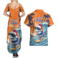 Cape Verde Christmas Couples Matching Summer Maxi Dress and Hawaiian Shirt Shark Surfing Holiday Beach Style - Wonder Print Shop