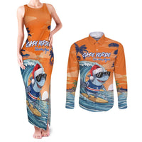 Cape Verde Christmas Couples Matching Tank Maxi Dress and Long Sleeve Button Shirt Shark Surfing Holiday Beach Style - Wonder Print Shop