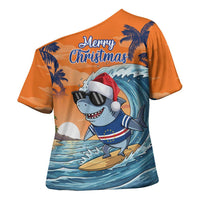 Cape Verde Christmas Cross Shoulder Shirt Shark Surfing Holiday Beach Style - Wonder Print Shop
