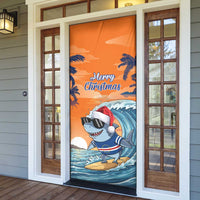 Cape Verde Christmas Door Cover Shark Surfing Holiday Beach Style - Wonder Print Shop