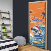 Cape Verde Christmas Door Cover Shark Surfing Holiday Beach Style - Wonder Print Shop