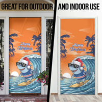 Cape Verde Christmas Door Cover Shark Surfing Holiday Beach Style - Wonder Print Shop