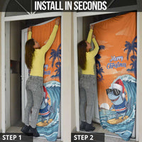 Cape Verde Christmas Door Cover Shark Surfing Holiday Beach Style - Wonder Print Shop