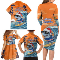 Cape Verde Christmas Family Matching Long Sleeve Bodycon Dress and Hawaiian Shirt Shark Surfing Holiday Beach Style - Wonder Print Shop