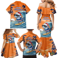Cape Verde Christmas Family Matching Mermaid Dress and Hawaiian Shirt Shark Surfing Holiday Beach Style - Wonder Print Shop