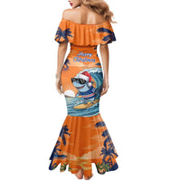Cape Verde Christmas Family Matching Mermaid Dress and Hawaiian Shirt Shark Surfing Holiday Beach Style - Wonder Print Shop