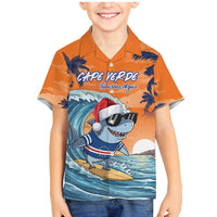 Cape Verde Christmas Family Matching Mermaid Dress and Hawaiian Shirt Shark Surfing Holiday Beach Style - Wonder Print Shop