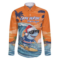 Cape Verde Christmas Family Matching Off The Shoulder Long Sleeve Dress and Hawaiian Shirt Shark Surfing Holiday Beach Style - Wonder Print Shop