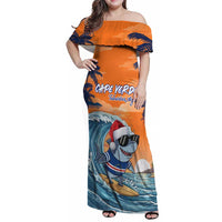 Cape Verde Christmas Family Matching Off Shoulder Maxi Dress and Hawaiian Shirt Shark Surfing Holiday Beach Style - Wonder Print Shop