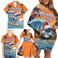 Cape Verde Christmas Family Matching Off Shoulder Short Dress and Hawaiian Shirt Shark Surfing Holiday Beach Style - Wonder Print Shop