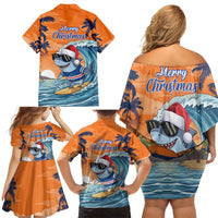Cape Verde Christmas Family Matching Off Shoulder Short Dress and Hawaiian Shirt Shark Surfing Holiday Beach Style - Wonder Print Shop