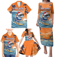 Cape Verde Christmas Family Matching Puletasi and Hawaiian Shirt Shark Surfing Holiday Beach Style - Wonder Print Shop