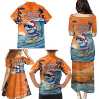 Cape Verde Christmas Family Matching Puletasi and Hawaiian Shirt Shark Surfing Holiday Beach Style - Wonder Print Shop