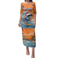 Cape Verde Christmas Family Matching Puletasi and Hawaiian Shirt Shark Surfing Holiday Beach Style - Wonder Print Shop
