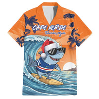 Cape Verde Christmas Family Matching Short Sleeve Bodycon Dress and Hawaiian Shirt Shark Surfing Holiday Beach Style - Wonder Print Shop