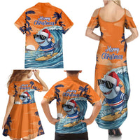 Cape Verde Christmas Family Matching Summer Maxi Dress and Hawaiian Shirt Shark Surfing Holiday Beach Style - Wonder Print Shop