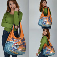 Cape Verde Christmas Grocery Bag Shark Surfing Holiday Beach Style - Wonder Print Shop