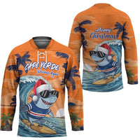 Cape Verde Christmas Hockey Jersey Shark Surfing Holiday Beach Style - Wonder Print Shop