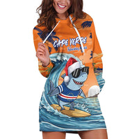 Cape Verde Christmas Hoodie Dress Shark Surfing Holiday Beach Style - Wonder Print Shop