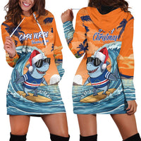 Cape Verde Christmas Hoodie Dress Shark Surfing Holiday Beach Style - Wonder Print Shop