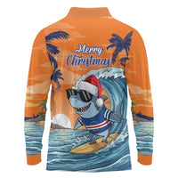 Cape Verde Christmas Long Sleeve Polo Shirt Shark Surfing Holiday Beach Style - Wonder Print Shop