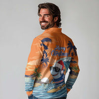 Cape Verde Christmas Long Sleeve Polo Shirt Shark Surfing Holiday Beach Style - Wonder Print Shop