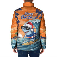 Cape Verde Christmas Padded Jacket Shark Surfing Holiday Beach Style - Wonder Print Shop
