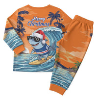 Cape Verde Christmas Pajama Set Shark Surfing Holiday Beach Style - Wonder Print Shop