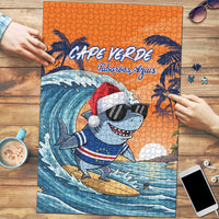 Cape Verde Christmas Puzzle Shark Surfing Holiday Beach Style - Wonder Print Shop