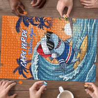 Cape Verde Christmas Puzzle Shark Surfing Holiday Beach Style - Wonder Print Shop