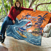 Cape Verde Christmas Quilt Shark Surfing Holiday Beach Style - Wonder Print Shop