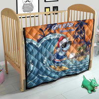 Cape Verde Christmas Quilt Shark Surfing Holiday Beach Style - Wonder Print Shop