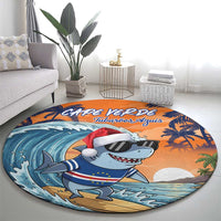 Cape Verde Christmas Round Carpet Shark Surfing Holiday Beach Style - Wonder Print Shop