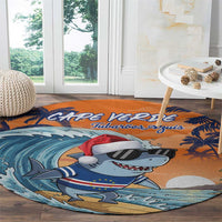 Cape Verde Christmas Round Carpet Shark Surfing Holiday Beach Style - Wonder Print Shop
