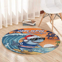 Cape Verde Christmas Round Carpet Shark Surfing Holiday Beach Style - Wonder Print Shop