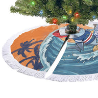 Cape Verde Christmas Tree Skirt Shark Surfing Holiday Beach Style - Wonder Print Shop