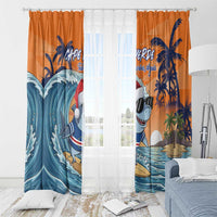 Cape Verde Christmas Window Curtain Shark Surfing Holiday Beach Style - Wonder Print Shop
