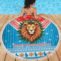 Luxembourg Christmas Beach Blanket Schei Chreschtdeeg Xmas Pattern - Wonder Print Shop