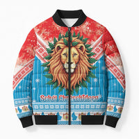 Luxembourg Christmas Bomber Puffer Jacket Schei Chreschtdeeg Xmas Pattern - Wonder Print Shop