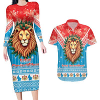 Luxembourg Christmas Couples Matching Long Sleeve Bodycon Dress and Hawaiian Shirt Schei Chreschtdeeg Xmas Pattern - Wonder Print Shop