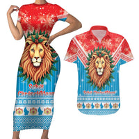 Luxembourg Christmas Couples Matching Short Sleeve Bodycon Dress and Hawaiian Shirt Schei Chreschtdeeg Xmas Pattern - Wonder Print Shop