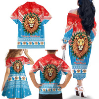 Luxembourg Christmas Family Matching Off The Shoulder Long Sleeve Dress and Hawaiian Shirt Schei Chreschtdeeg Xmas Pattern - Wonder Print Shop