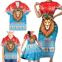 Luxembourg Christmas Family Matching Short Sleeve Bodycon Dress and Hawaiian Shirt Schei Chreschtdeeg Xmas Pattern - Wonder Print Shop