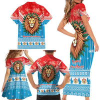 Luxembourg Christmas Family Matching Short Sleeve Bodycon Dress and Hawaiian Shirt Schei Chreschtdeeg Xmas Pattern - Wonder Print Shop