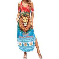 Luxembourg Christmas Family Matching Summer Maxi Dress and Hawaiian Shirt Schei Chreschtdeeg Xmas Pattern - Wonder Print Shop