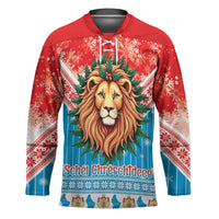 Luxembourg Christmas Hockey Jersey Schei Chreschtdeeg Xmas Pattern - Wonder Print Shop